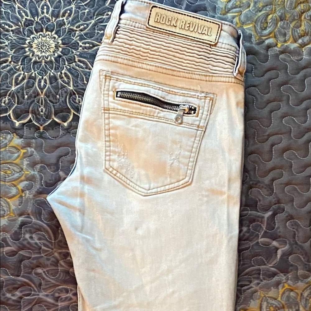 Rock Revival Skinny Gaby Moto Sz 28 Zipper Pockets